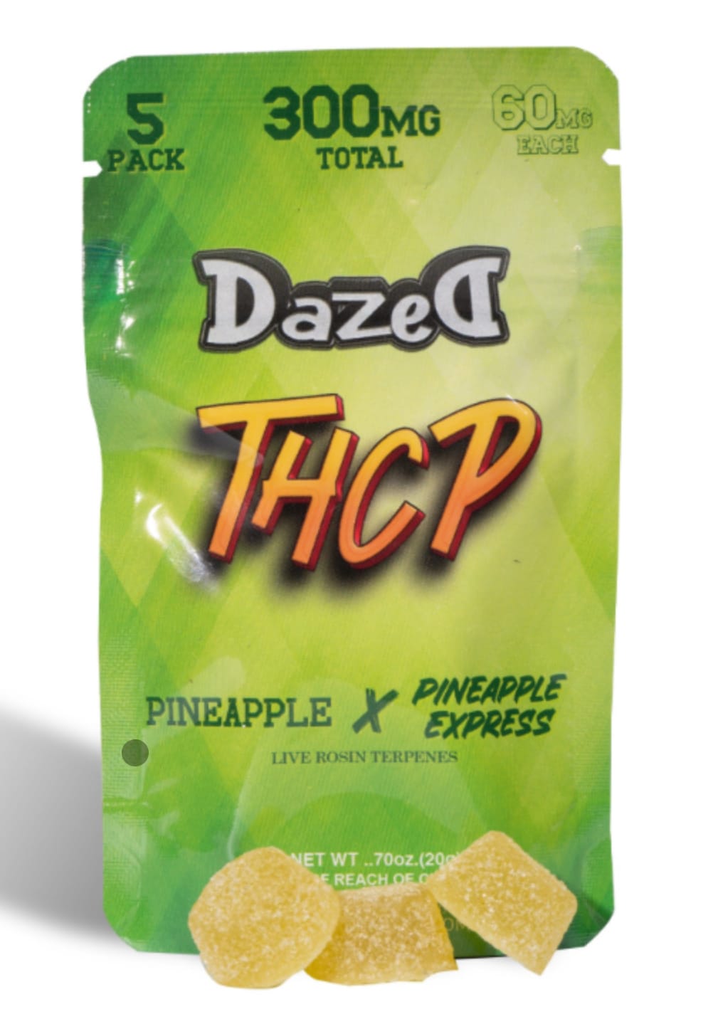 Dazed THC-P 60mg Gummies Pineapple Closeout