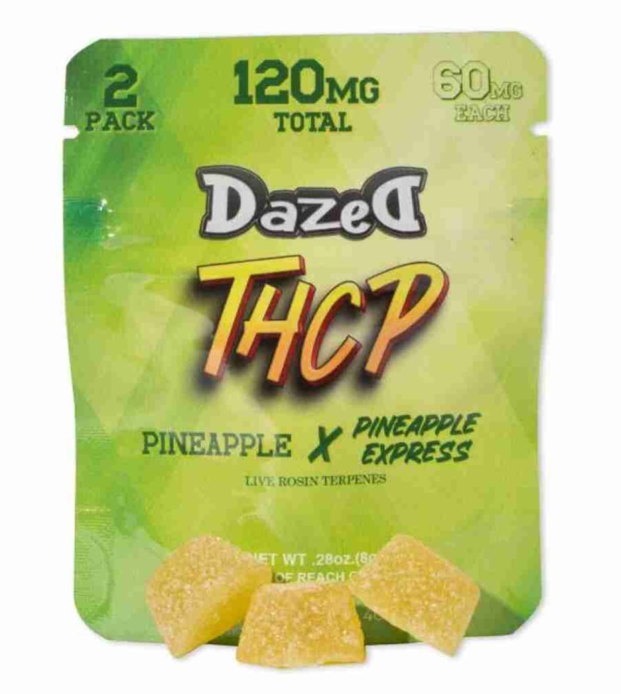 Dazed THC-P 60mg 2pk Gummies Pineapple Closeout