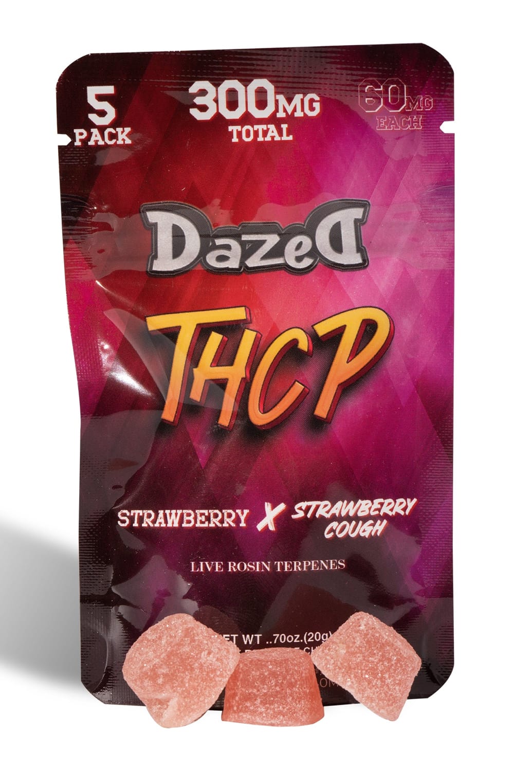 Dazed THC-P 60mg Gummies Strawberry Closeout