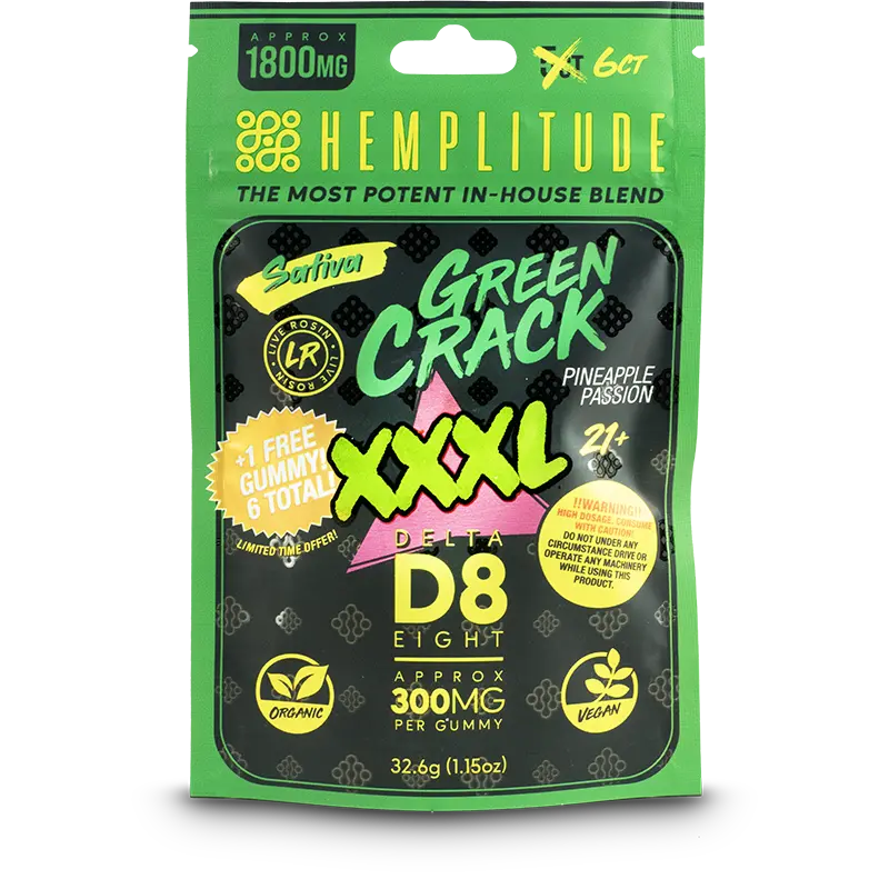 Hemplitude D8 Gummy 1800MG Green Crack 6CT