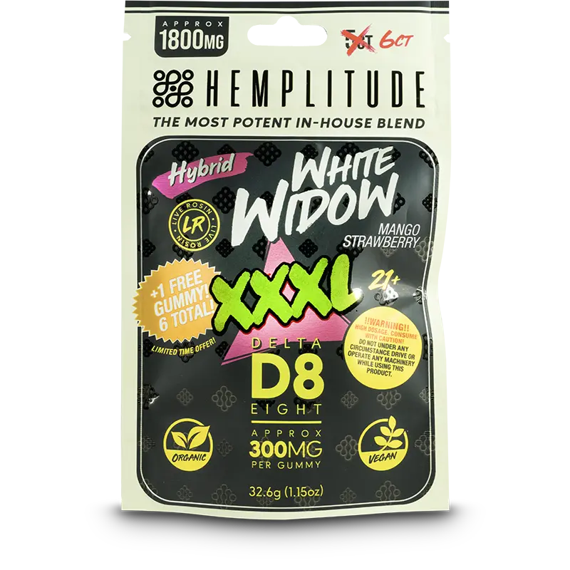 Hemplitude D8 Gummy 1800mg White Widow 6ct