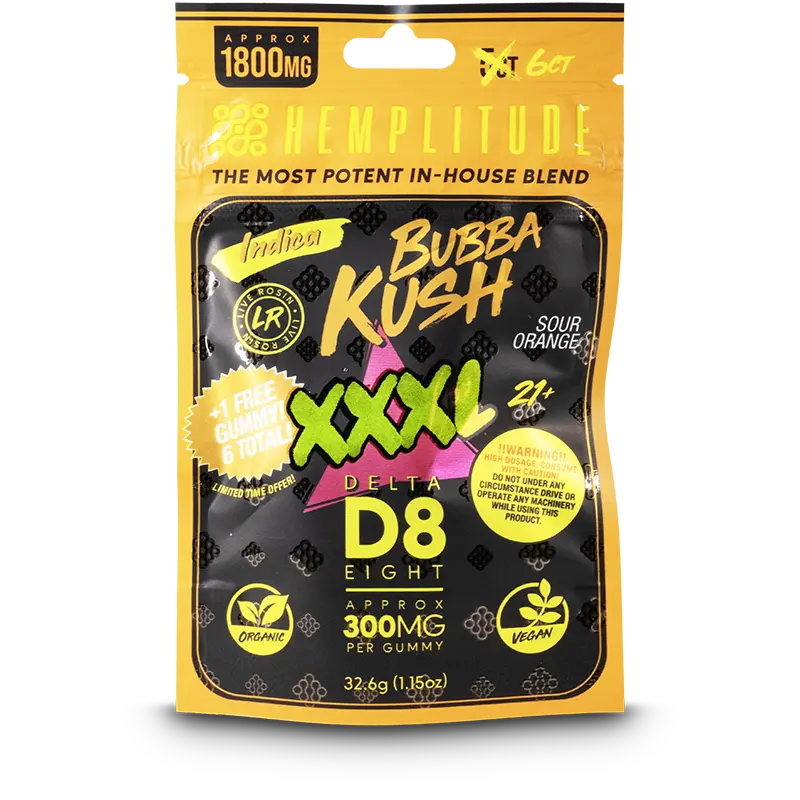Hemplitude D8 Gummy 1800MG Bubba Kush 6CT