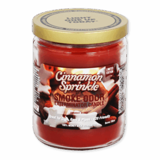 Smoke Odor Exterminator Candle Cinnamon Sprinkle – warm cinnamon enzyme candle for smoke, pet, and household odors.
