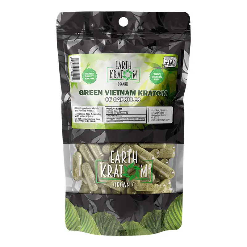 green vietnam kratom capsules, 65 ct earth kratom