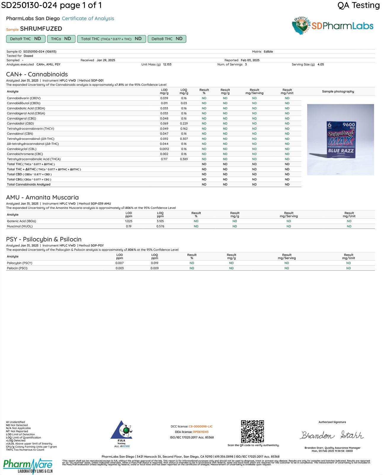 Shrumfuzed Max Gummies 6pk- Blue Razz COA